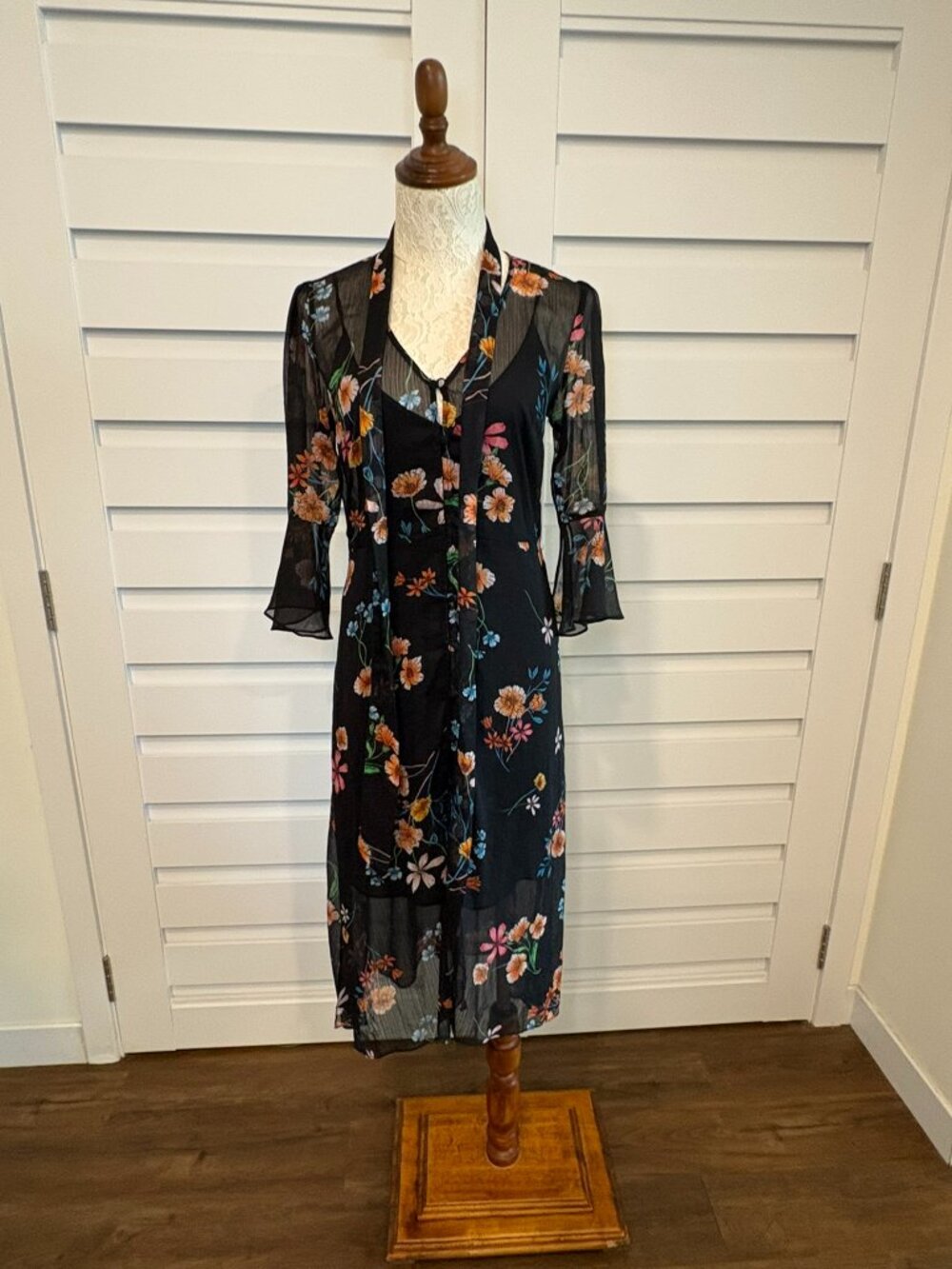RACHEL Rachel Roy Rosita Floral Sheer Romantic Midi Beth Dutton Date Dress - Picture 13 of 15